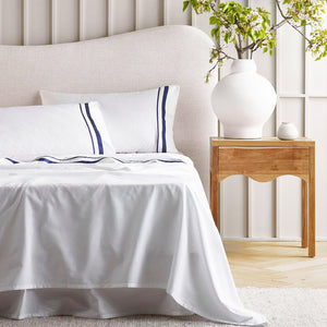 Cloud Sheet Set | 1000 TC Egyptian Cotton | White & Navy | Split King Size