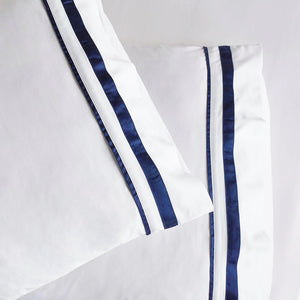 Cloud Sheet Set | 1000 TC Egyptian Cotton | White & Navy | Split King Size