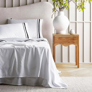 Cloud Sheet Set | 1000 TC Egyptian Cotton | White & Charcoal | Deep King Size