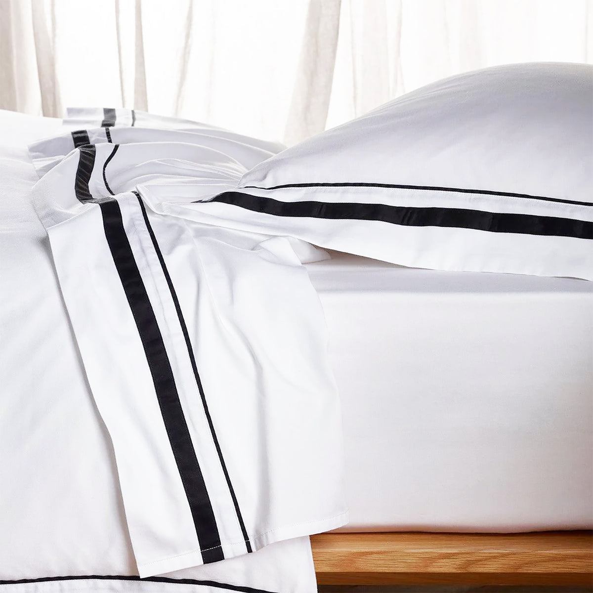 Cloud Sheet Set | 1000 TC Egyptian Cotton | White & Charcoal | Deep King Size