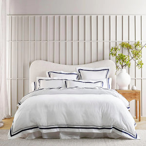 Cloud European Pillowcase | 1000 TC Egyptian Cotton | White & Navy