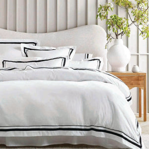 Cloud Quilt Cover Set | 1000 TC Egyptian Cotton | White & Charcoal | Queen Size