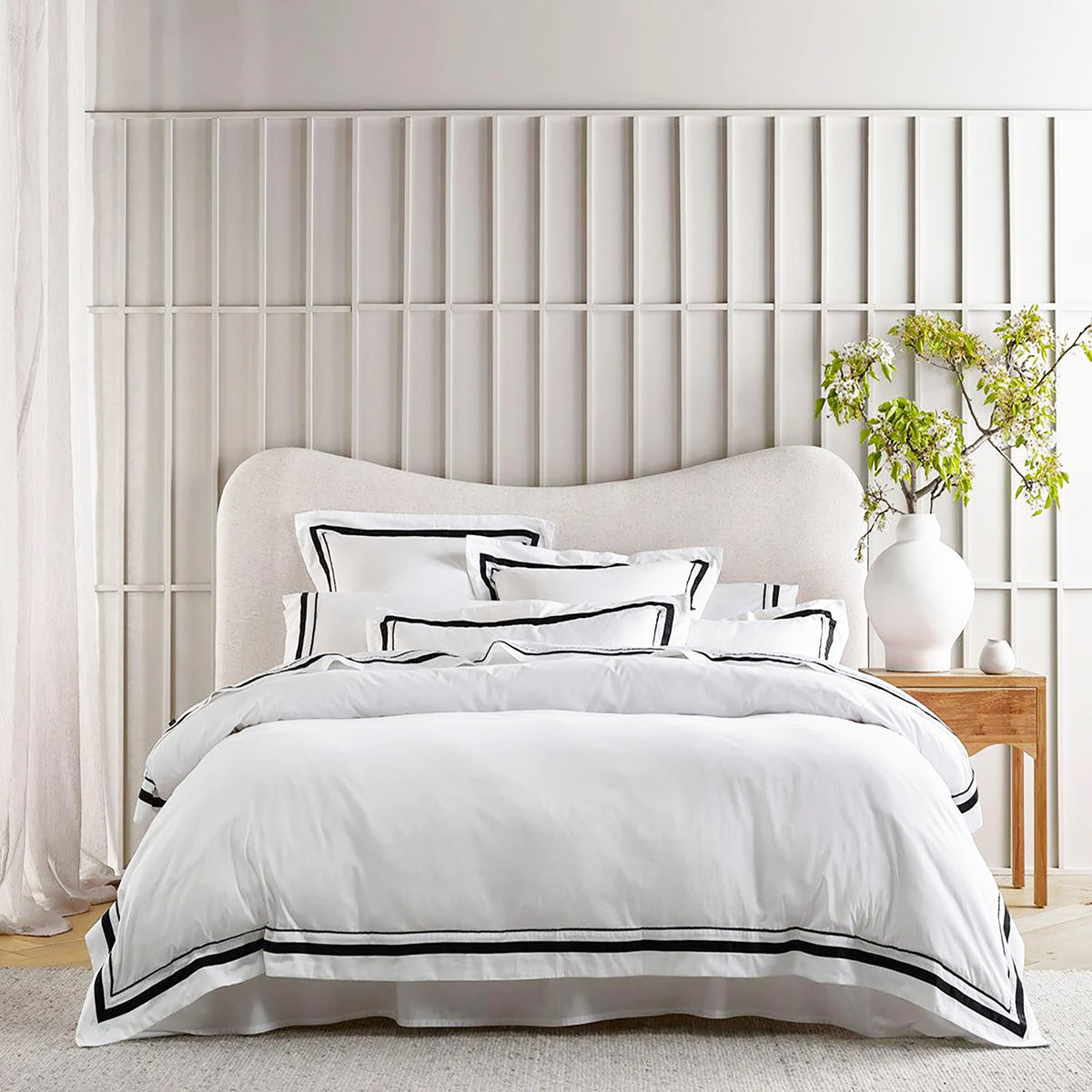 Cloud Quilt Cover Set | 1000 TC Egyptian Cotton | White & Charcoal | King Size