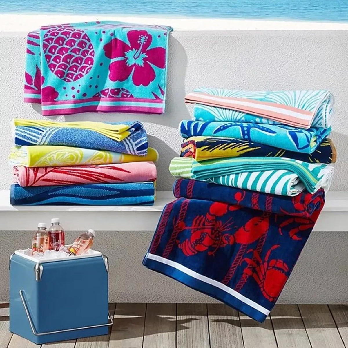 Jacquard Velour Large Beach Towels | 2 Pack | 100 x 180 cm | Shell Design