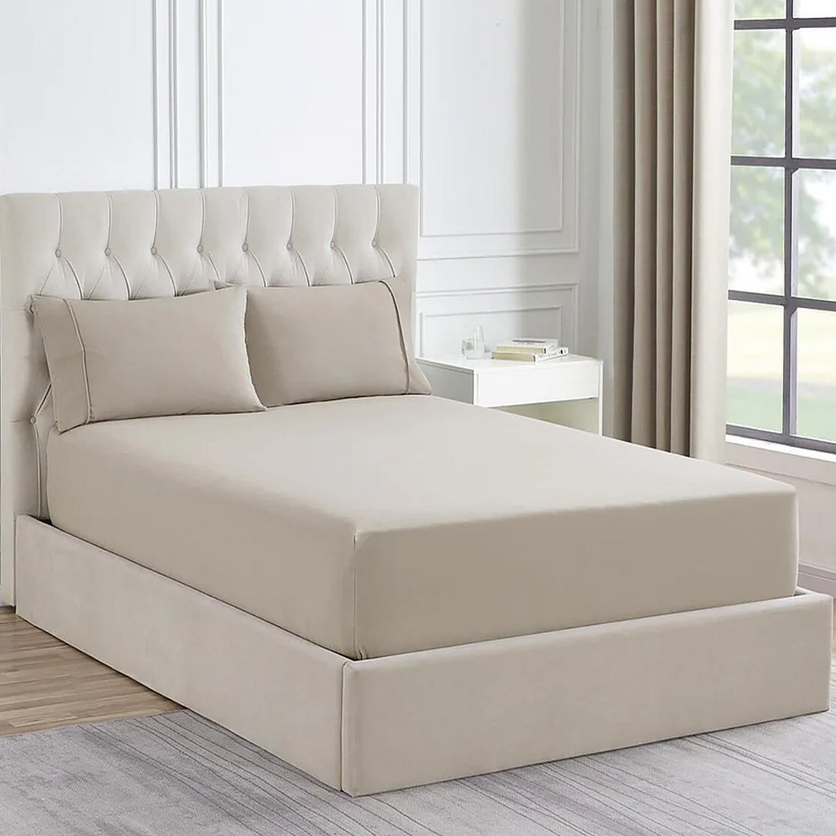 Ddecor Home | 1500TC Premium Cotton Blend Queen Combo Set | Sand
