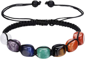 7 Chakra Bracelet | Natural Gemstone Beaded Bracelet | Adjustable Braided Crystal Jewellery | Reiki Yoga Healing