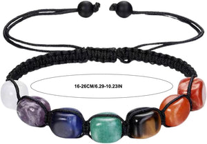 7 Chakra Bracelet | Natural Gemstone Beaded Bracelet | Adjustable Braided Crystal Jewellery | Reiki Yoga Healing
