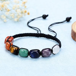 7 Chakra Bracelet | Natural Gemstone Beaded Bracelet | Adjustable Braided Crystal Jewellery | Reiki Yoga Healing