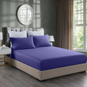 2000TC 3 Piece Fitted Sheet Set | Bamboo Cooling | King | Royal Blue & Pillowcase