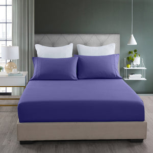 2000TC 3 Piece Fitted Sheet Set | Bamboo Cooling | King | Royal Blue & Pillowcase