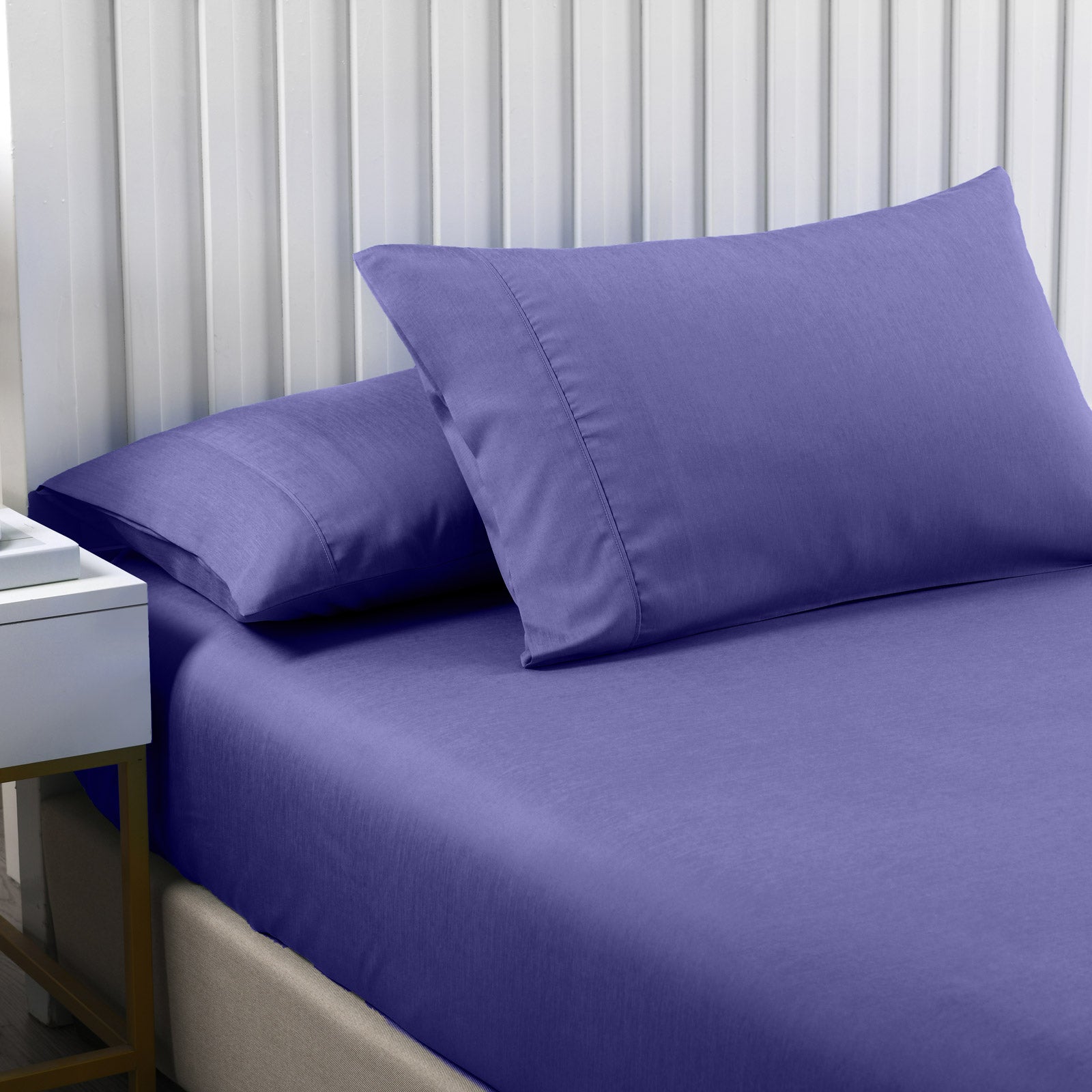 2000TC 3 Piece Fitted Sheet Set | Bamboo Cooling | King | Royal Blue & Pillowcase