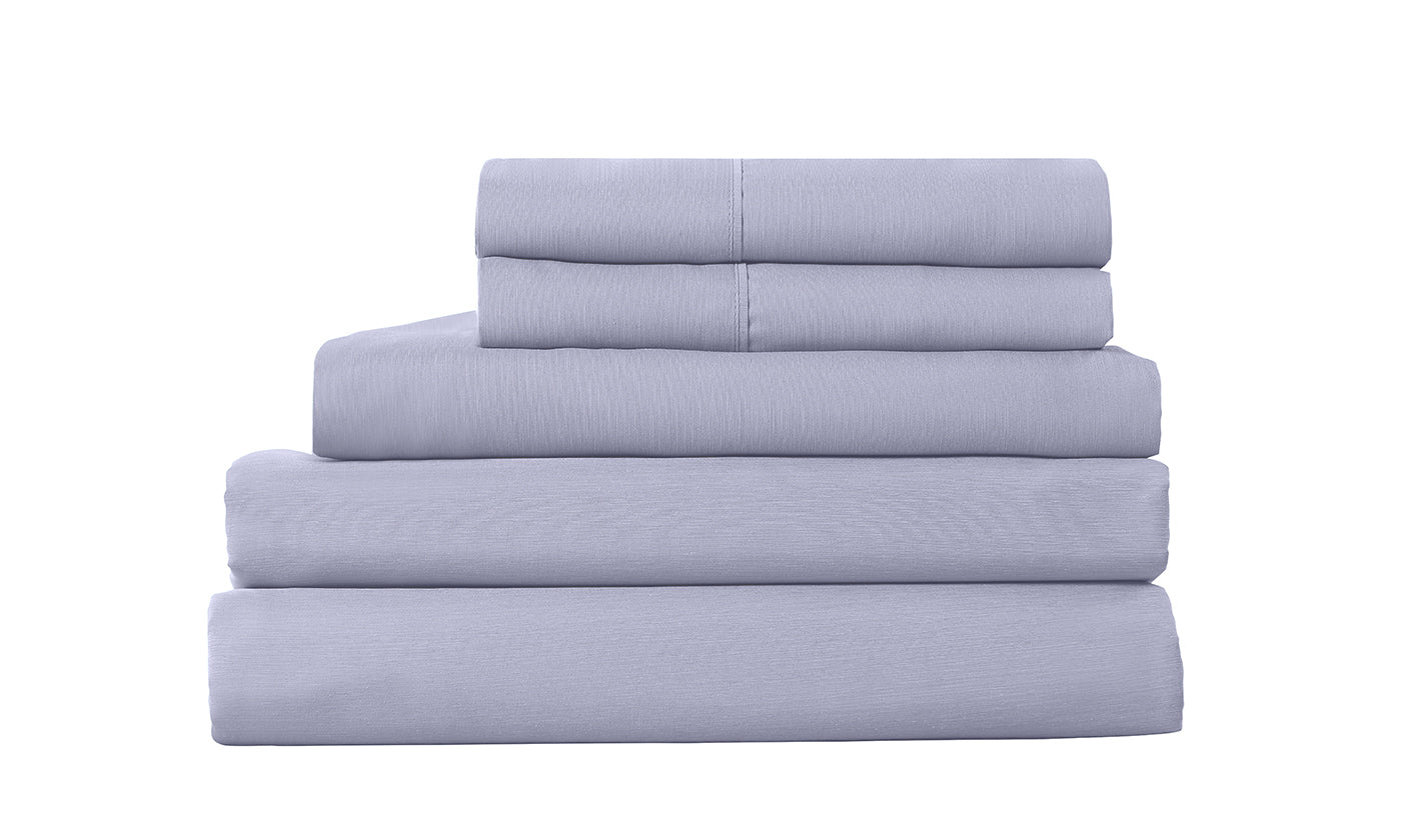 2000TC 6-Piece Bamboo Sheet & Quilt Cover Set | Cooling & Breathable | Queen | Lilac Grey