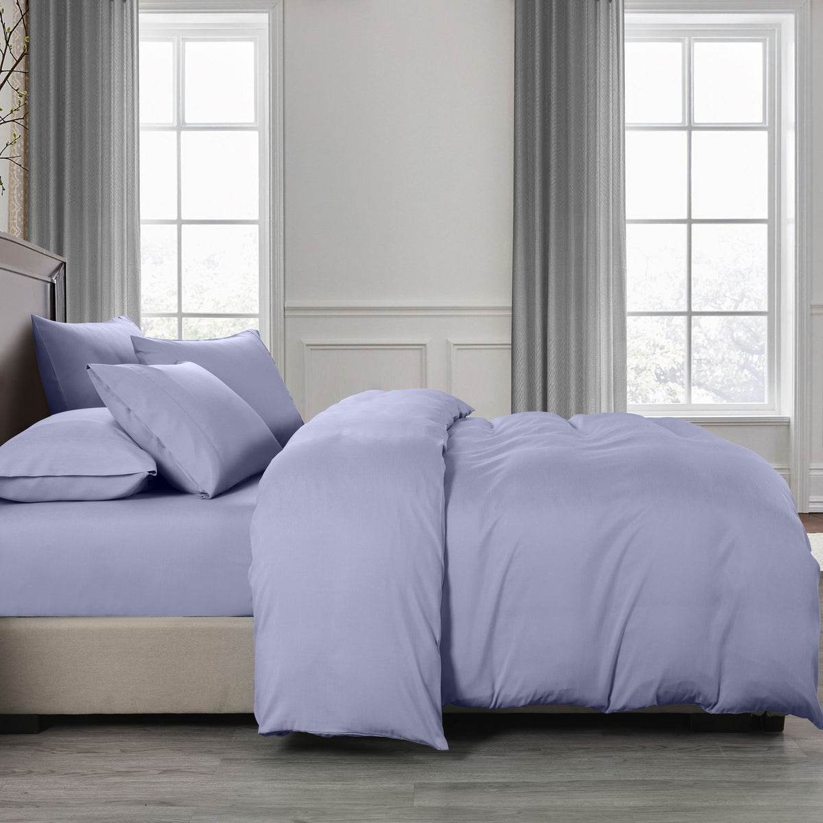 2000TC 6-Piece Bamboo Sheet & Quilt Cover Set | Cooling & Breathable | King | Lilac Grey
