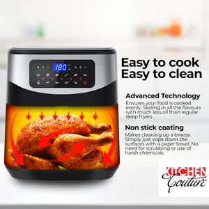 Kitchen Couture 12 Litre Air Fryer | Multifunctional | LCD One Touch Display | Silver