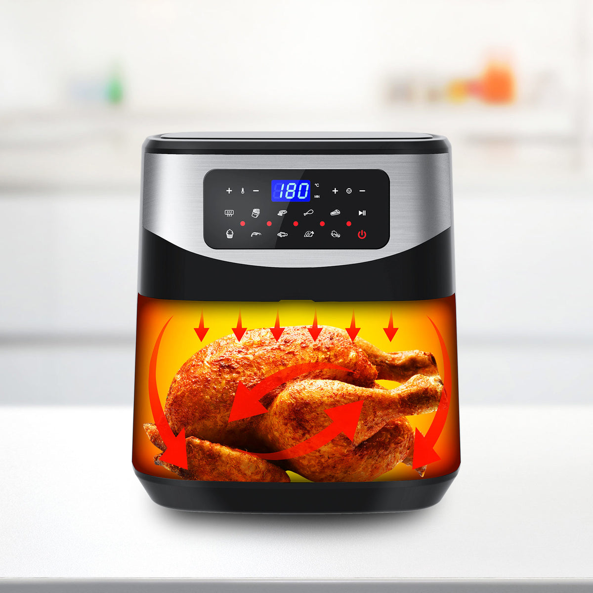 Kitchen Couture 12 Litre Air Fryer | Multifunctional | LCD One Touch Display | Silver