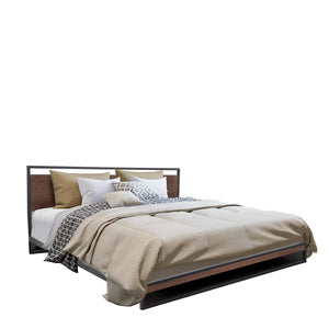 Milano Decor Azure Bed Frame with Headboard | Black Wood & Steel Platform | Single Size | Black