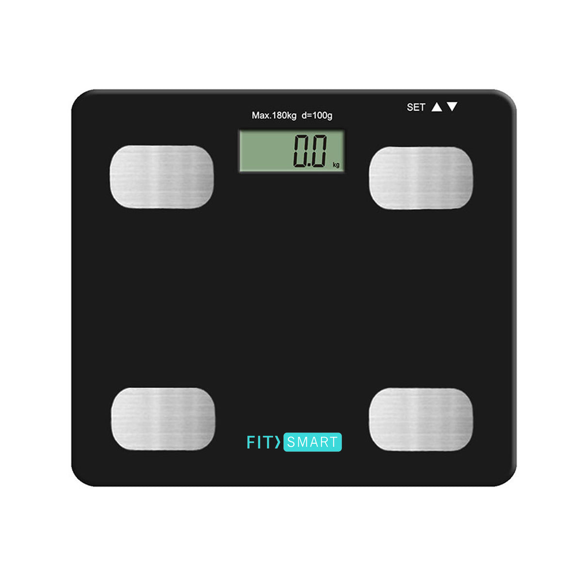 FitSmart Electronic Floor Body Scale | Black Digital LCD Glass Tracker for Bathroom