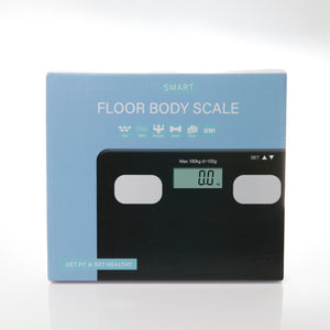 FitSmart Electronic Floor Body Scale | Black Digital LCD Glass Tracker for Bathroom