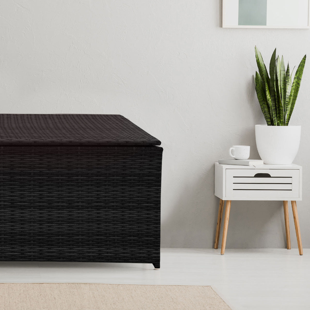 Arcadia Furniture Outdoor Rattan Storage Box | Garden Toy & Tools Shed | UV Resistant | Black