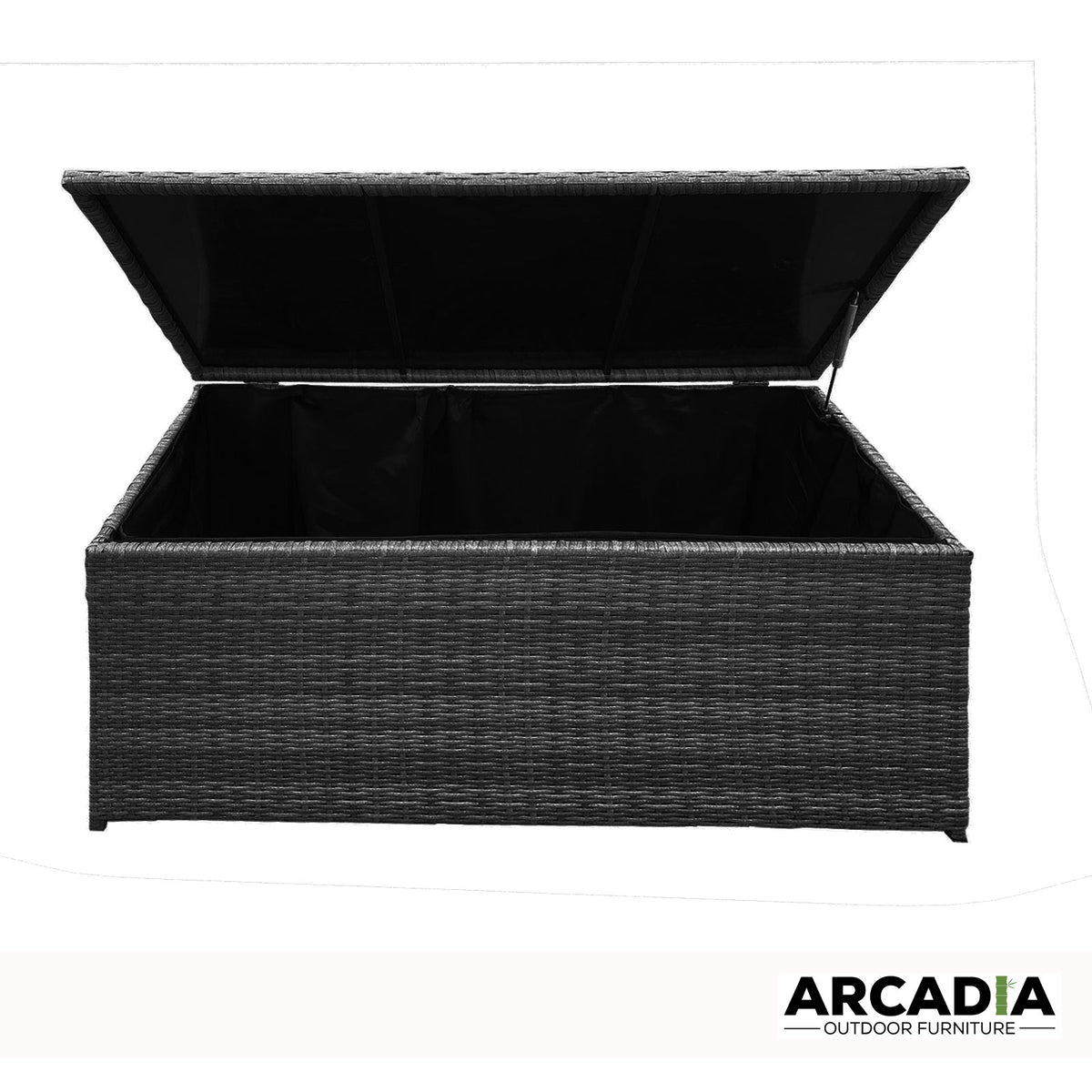 Arcadia Furniture Outdoor Rattan Storage Box | Garden Toy & Tools Shed | UV Resistant | Black