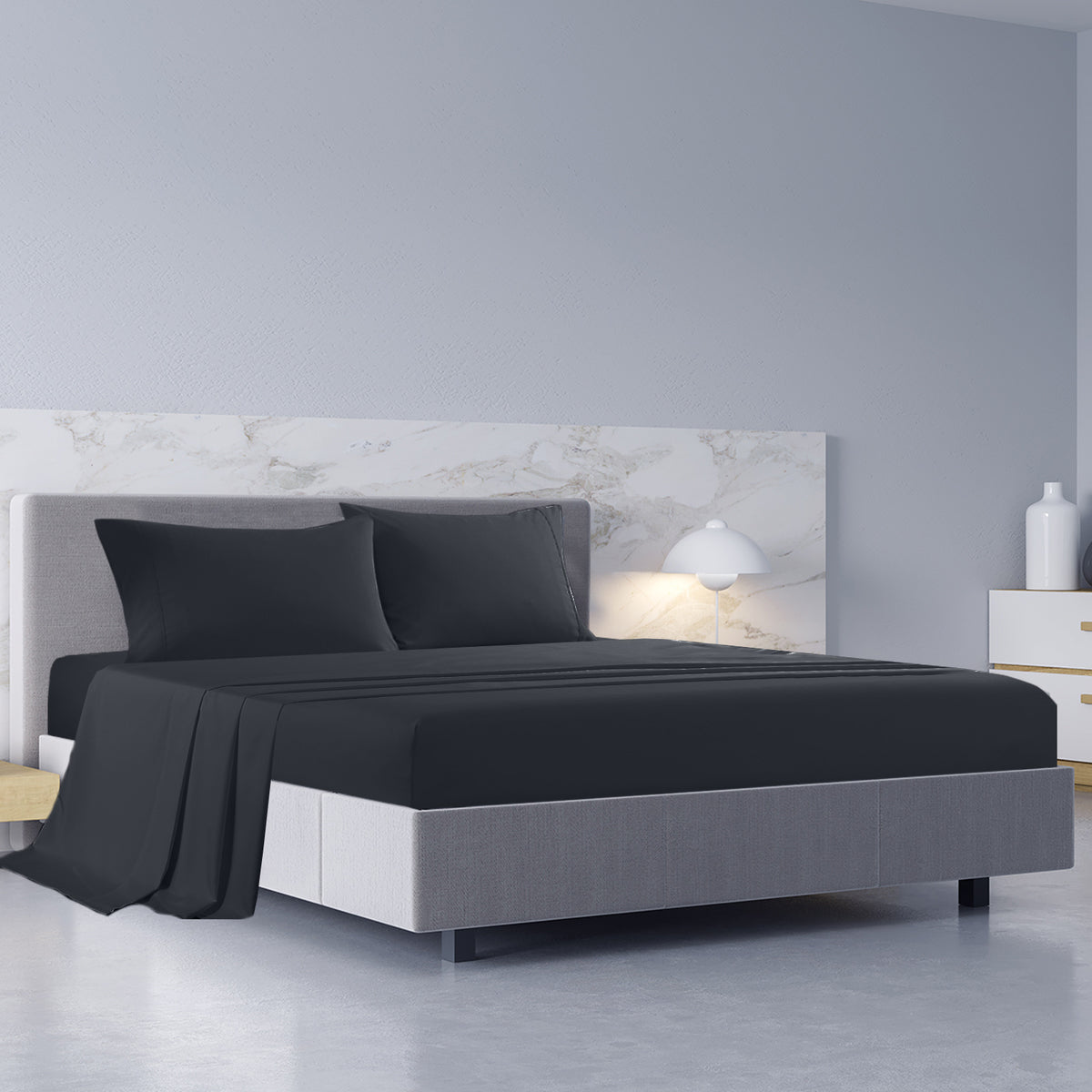 1000TC Hotel Grade Bamboo Cotton Sheets | Pillowcases Set | Ultrasoft | King | Charcoal
