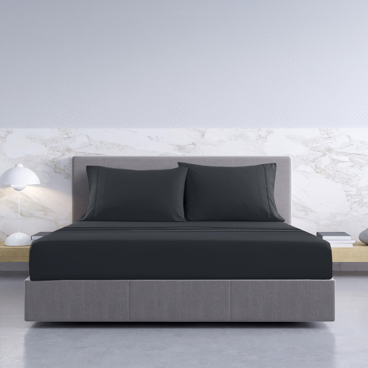 1000TC Hotel Grade Bamboo Cotton Sheets | Pillowcases Set | Ultrasoft | King | Charcoal