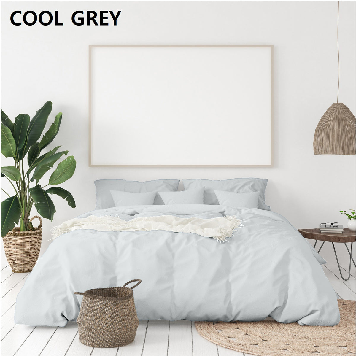Balmain 1000 Thread Count Hotel Grade Bamboo Cotton Quilt Cover & Pillowcases Set | King - Cool Grey
