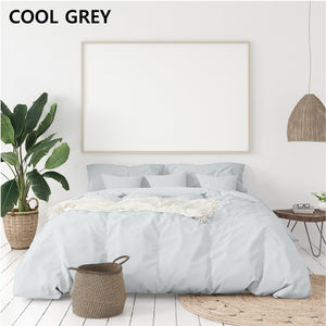 Balmain 1000 Thread Count Hotel Grade Bamboo Cotton Quilt Cover & Pillowcases Set | King - Cool Grey