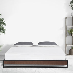 Decor Sorrento Metal Wood Bed Frame | Mattress Base Platform | Modern Black | King | Black