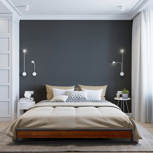 Decor Sorrento Metal Wood Bed Frame | Mattress Base Platform | Modern Black | King | Black