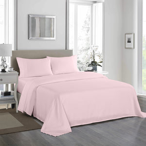 1200 Thread Count Sheet Set | 4 Piece Ultra Soft Satin Weave Finish | King | Soft Pink