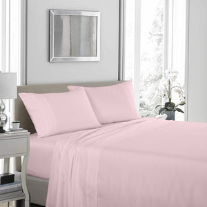 1200 Thread Count Sheet Set | 4 Piece Ultra Soft Satin Weave Finish | King | Soft Pink