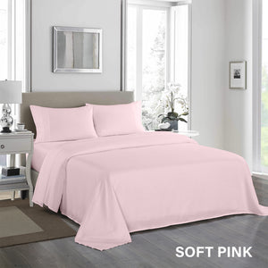 1200 Thread Count Sheet Set | 4 Piece Ultra Soft Satin Weave Finish | King | Soft Pink