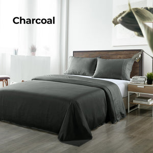 Bamboo Blended Sheet & Pillowcases Set | 1000TC Ultra Soft Bedding | King | Charcoal