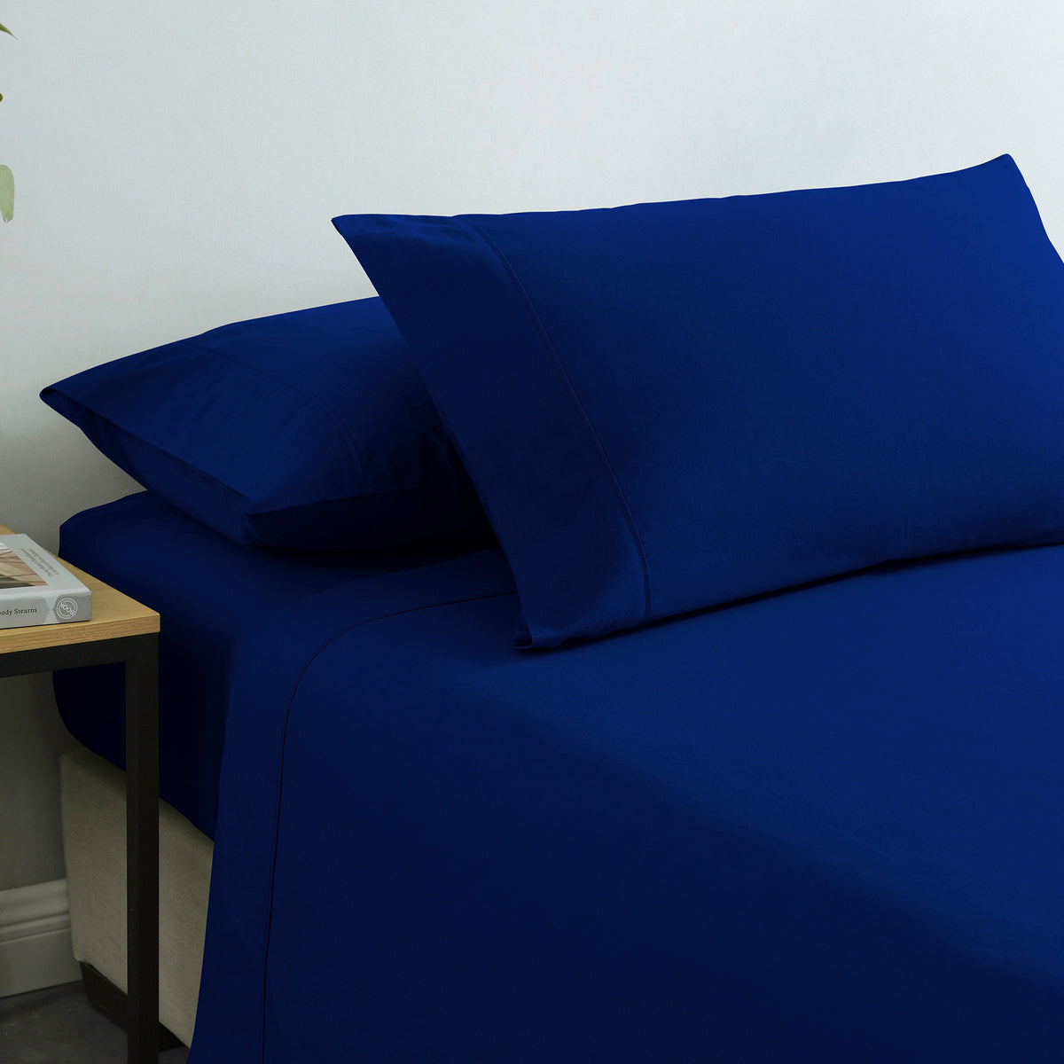 Vintage Washed 100% Cotton Sheet Set | Fitted & Flat Sheets | Pillowcases | Double | Royal Blue