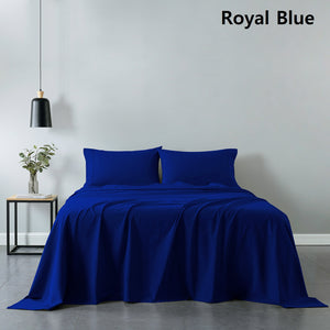 Vintage Washed 100% Cotton Sheet Set | Fitted & Flat Sheets | Pillowcases | Double | Royal Blue