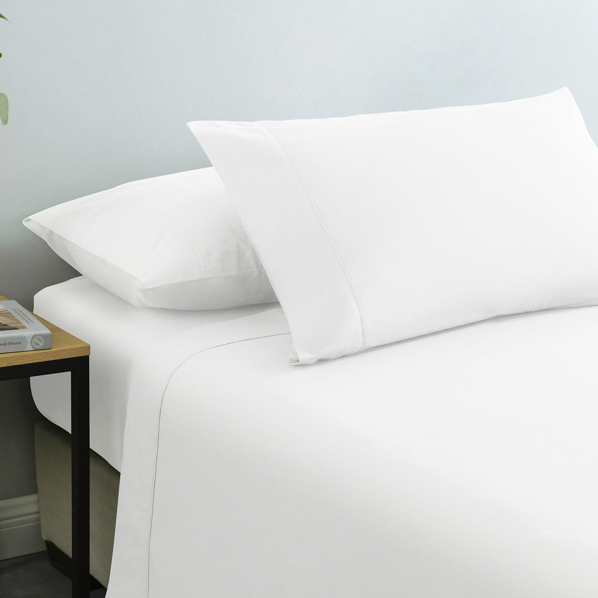 Vintage Washed 100% Cotton Sheet Set | Fitted & Flat Sheets | Pillowcases | Queen | White