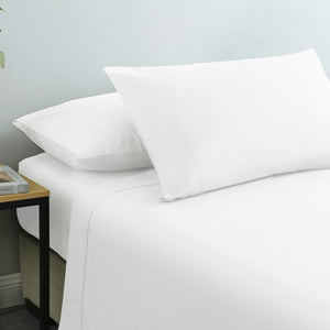 Vintage Washed 100% Cotton Sheet Set | Fitted & Flat Sheets | Pillowcases | Queen | White