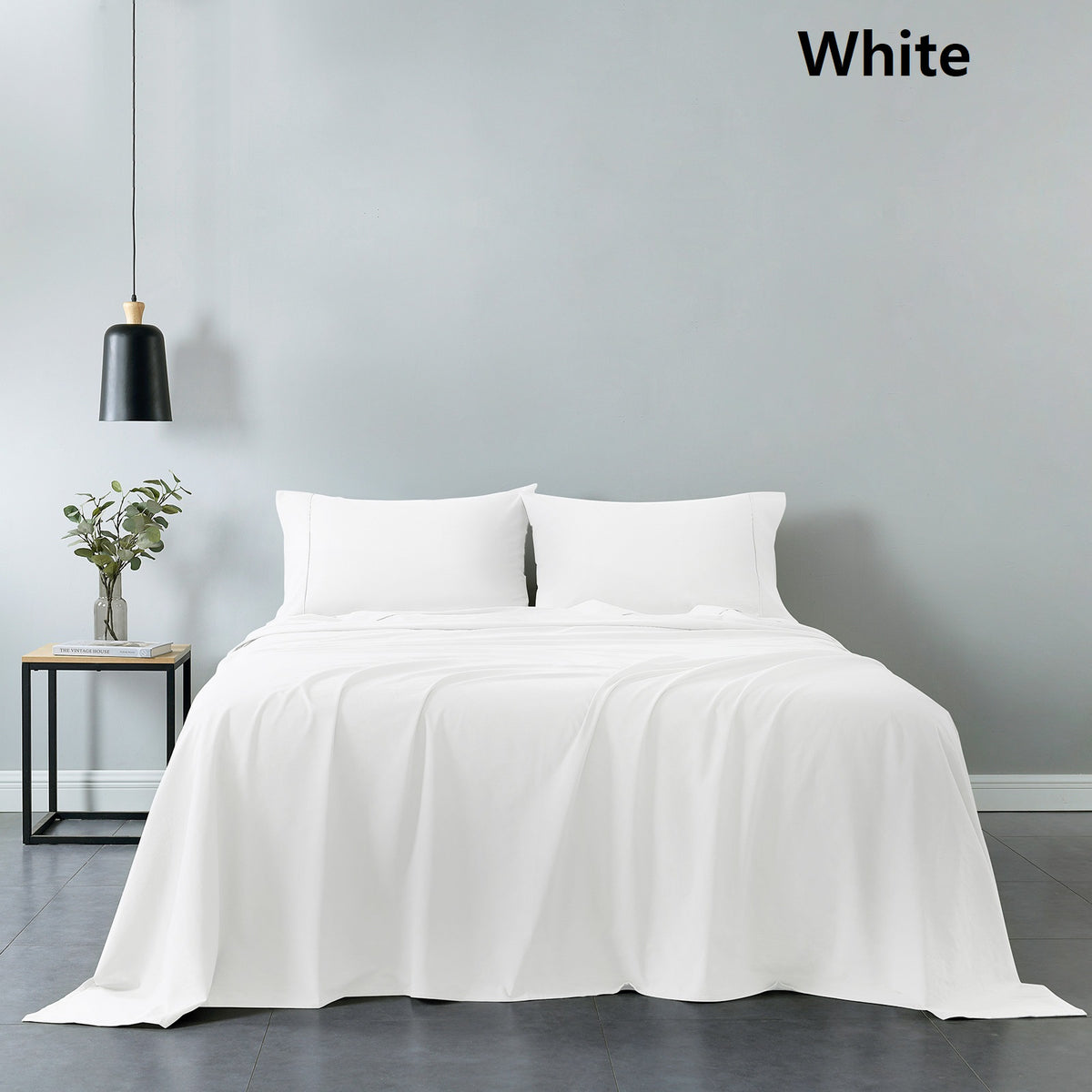 Vintage Washed 100% Cotton Sheet Set | Fitted & Flat Sheets | Pillowcases | Queen | White
