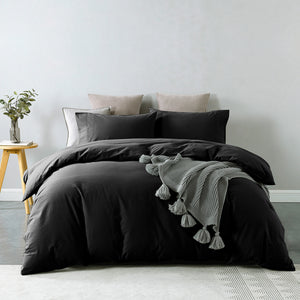 Vintage Washed 100% Cotton Quilt Cover Set | Bedding | Ultra Soft | Single | Charcoal