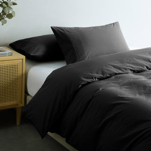 Vintage Washed 100% Cotton Quilt Cover Set | Bedding | Ultra Soft | Single | Charcoal