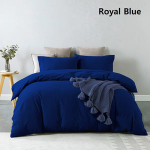 Vintage Washed 100% Cotton Quilt Cover Set | Ultra Soft Bedding | Double - Royal Blue