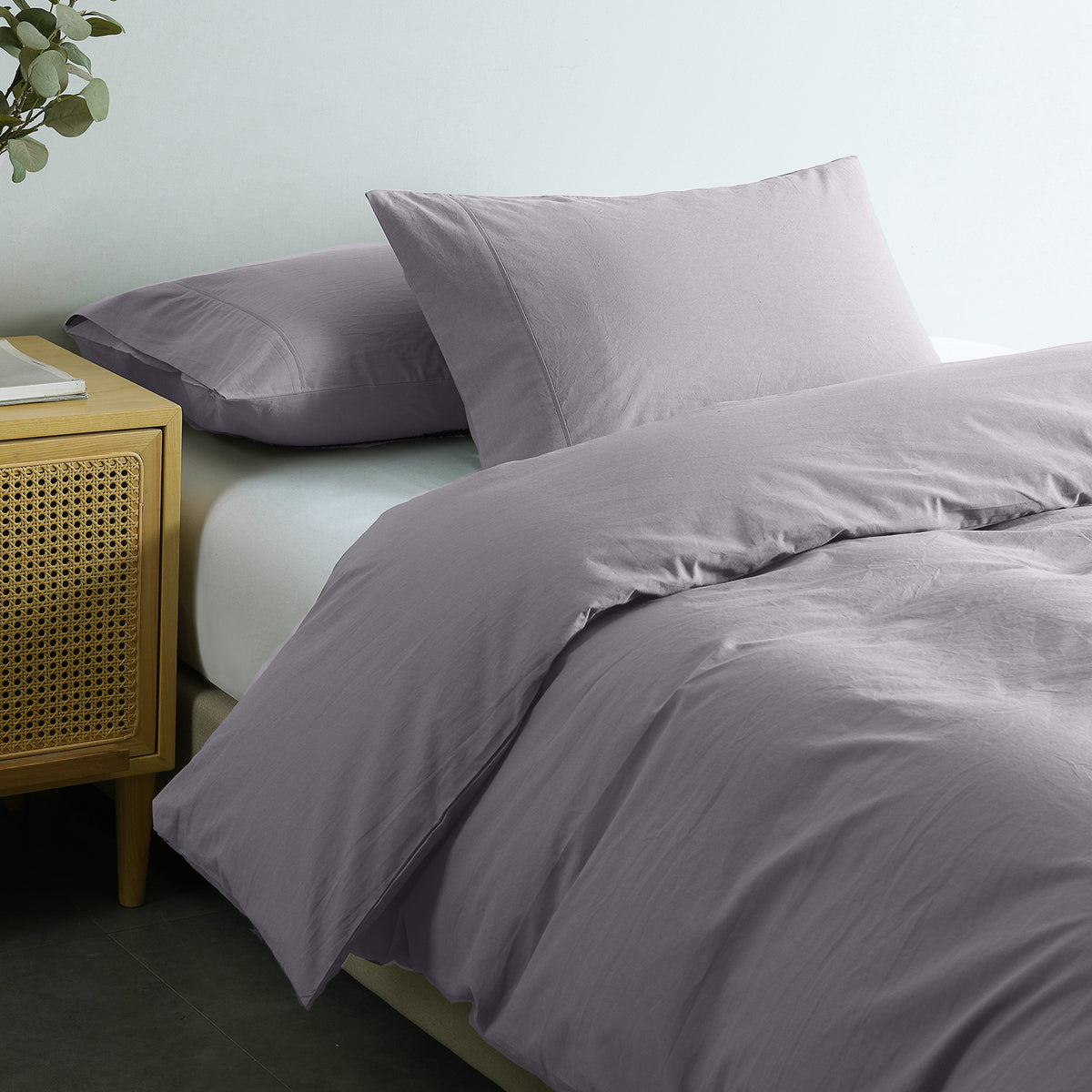 Vintage Washed 100% Cotton Quilt Cover Set | Ultra Soft Bedding | King - Grey