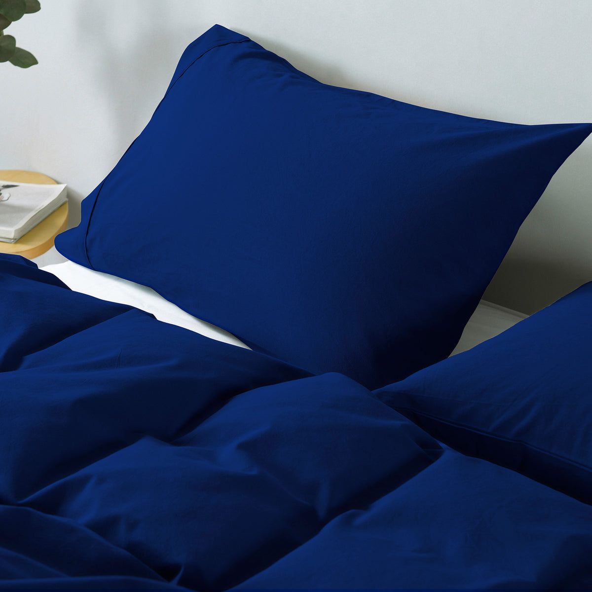 Vintage Washed 100% Cotton Quilt Cover Set | Ultra Soft Bedding | King - Royal Blue