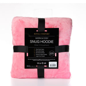 Snug Hoodie Nightwear | Super Soft Reversible Coral Fleece 750GSM | Pink