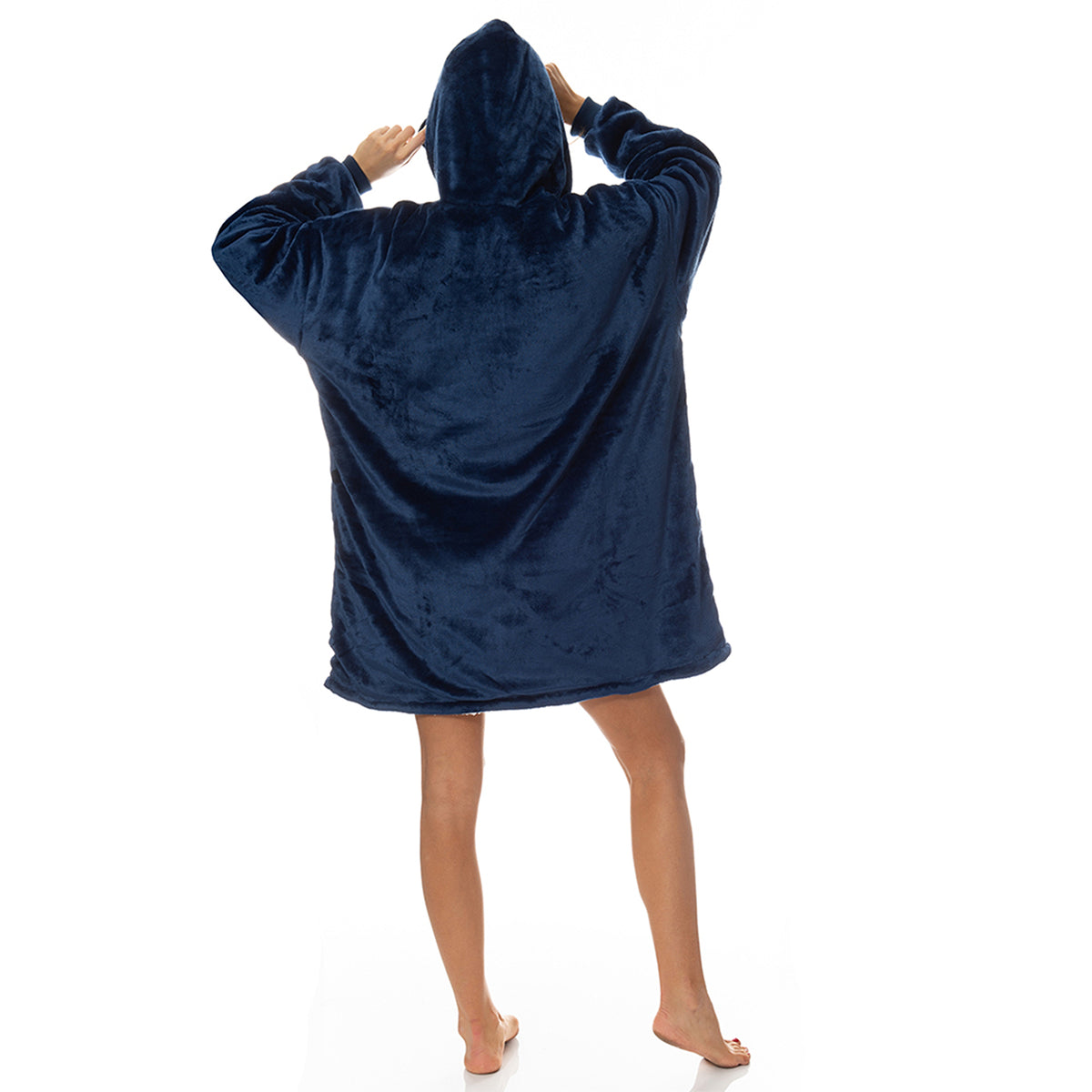 Snug Hoodie Nightwear | Super Soft Reversible Coral Fleece 750GSM | Navy