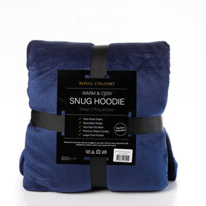 Snug Hoodie Nightwear | Super Soft Reversible Coral Fleece 750GSM | Navy