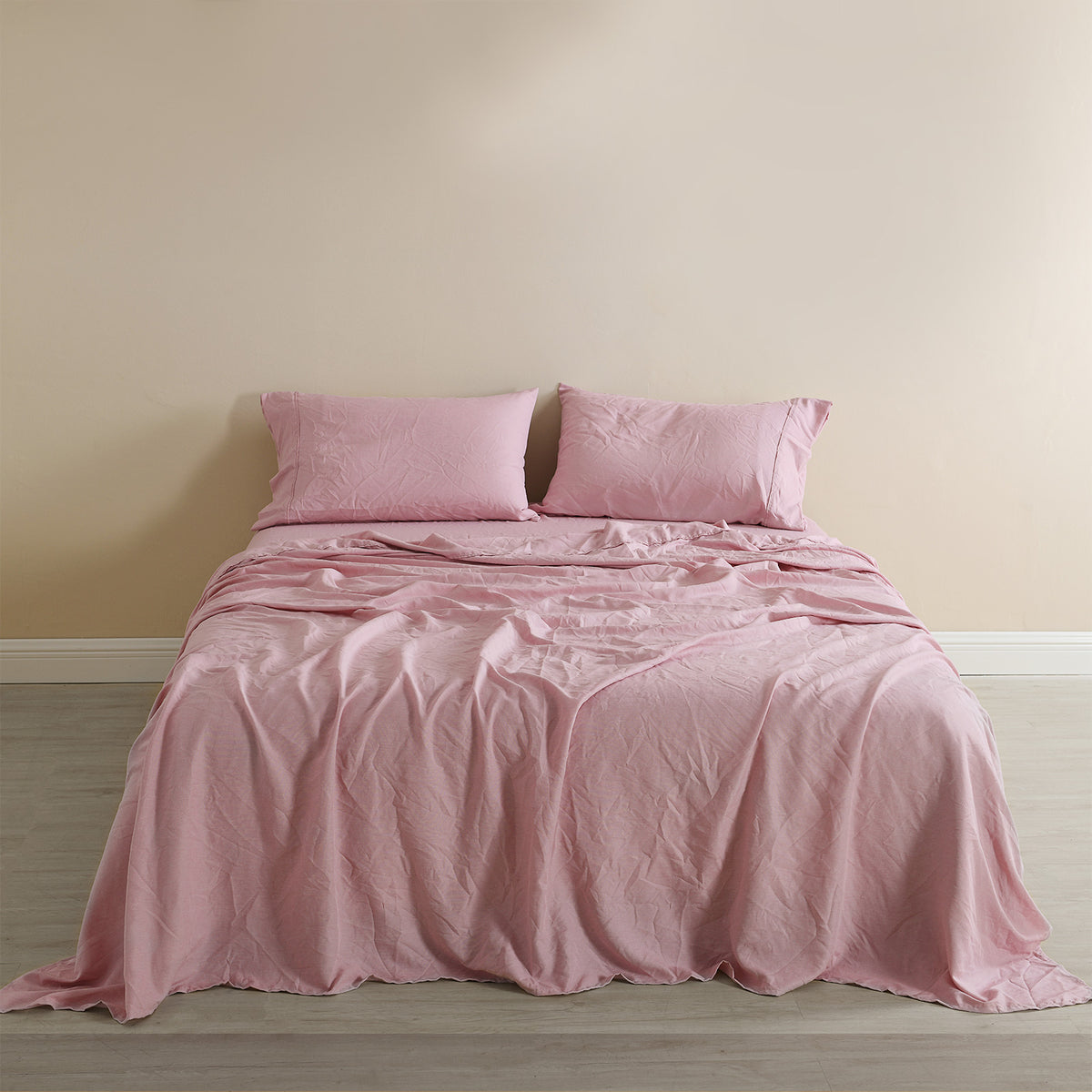 Flax Linen Blend Sheet Set | Luxury Breathable Ultra Soft Bedding | King | Mauve