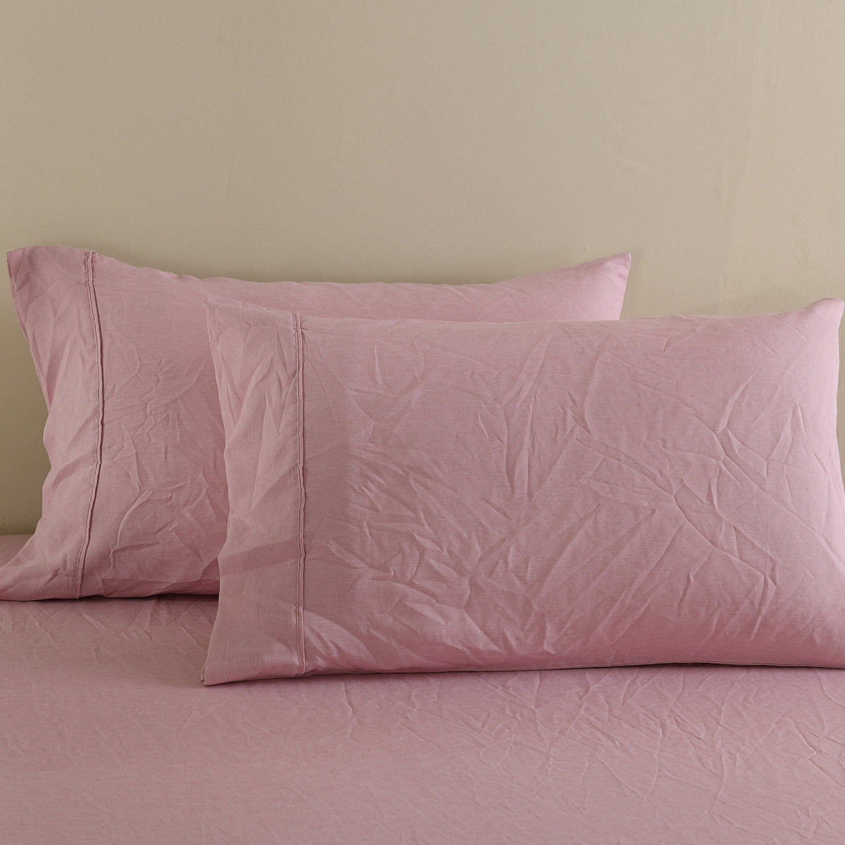 Flax Linen Blend Sheet Set | Luxury Breathable Ultra Soft Bedding | King | Mauve