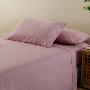 Flax Linen Blend Sheet Set | Luxury Breathable Ultra Soft Bedding | King | Mauve